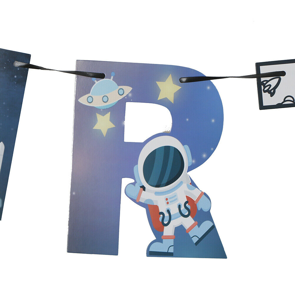 1set Solar System Outer Space Themed Birthday Party Decoration Paper Banne.J XC