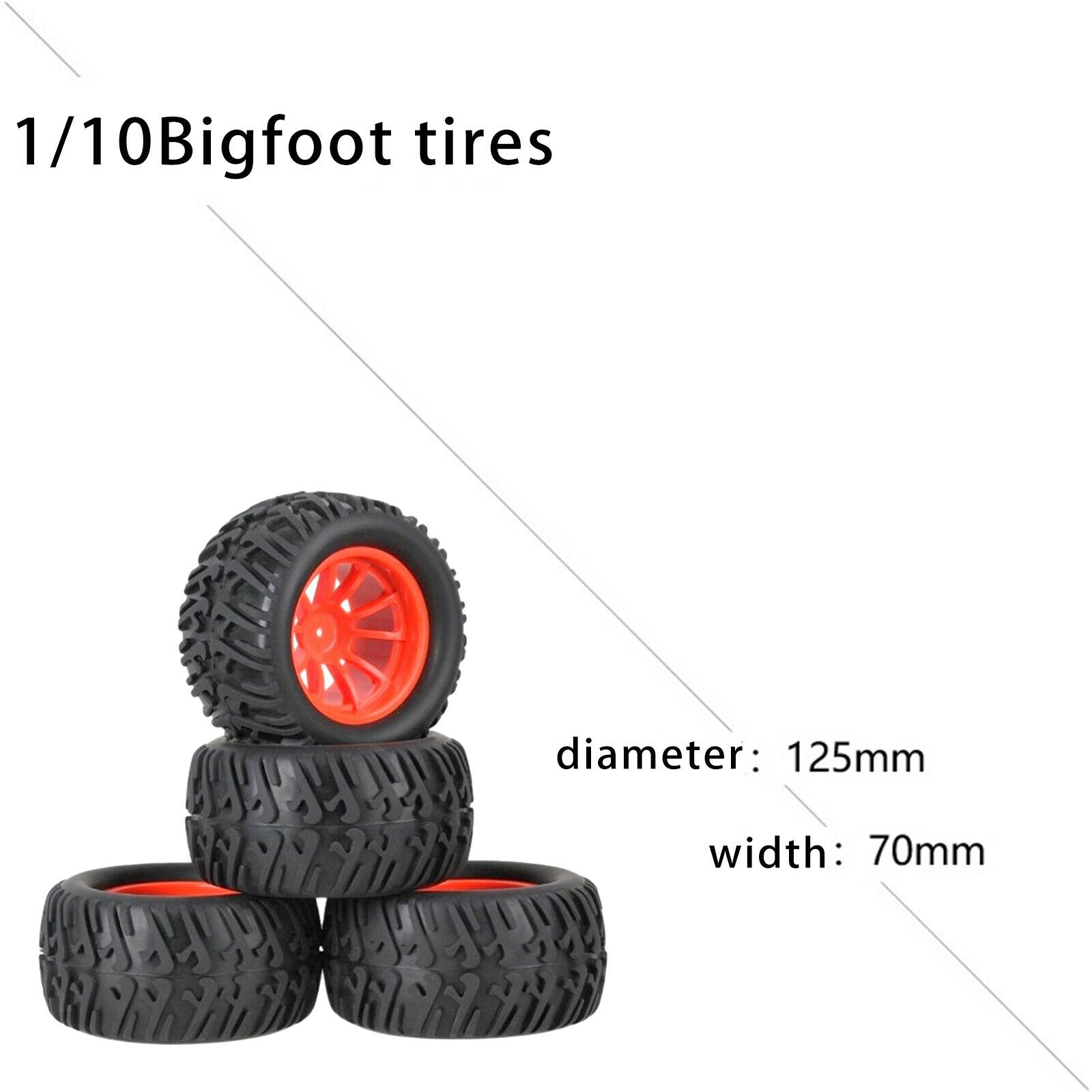 Rubber Wheel Rims & Tires with Inflator for SCX10 D90 1:10 Car Vehicles Red