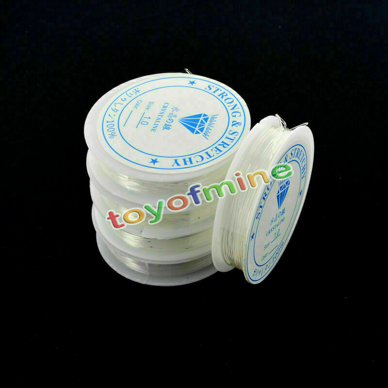 5 x Rolls Clear Elastic Cord Thread String for Necklace Bracelet Bead Making