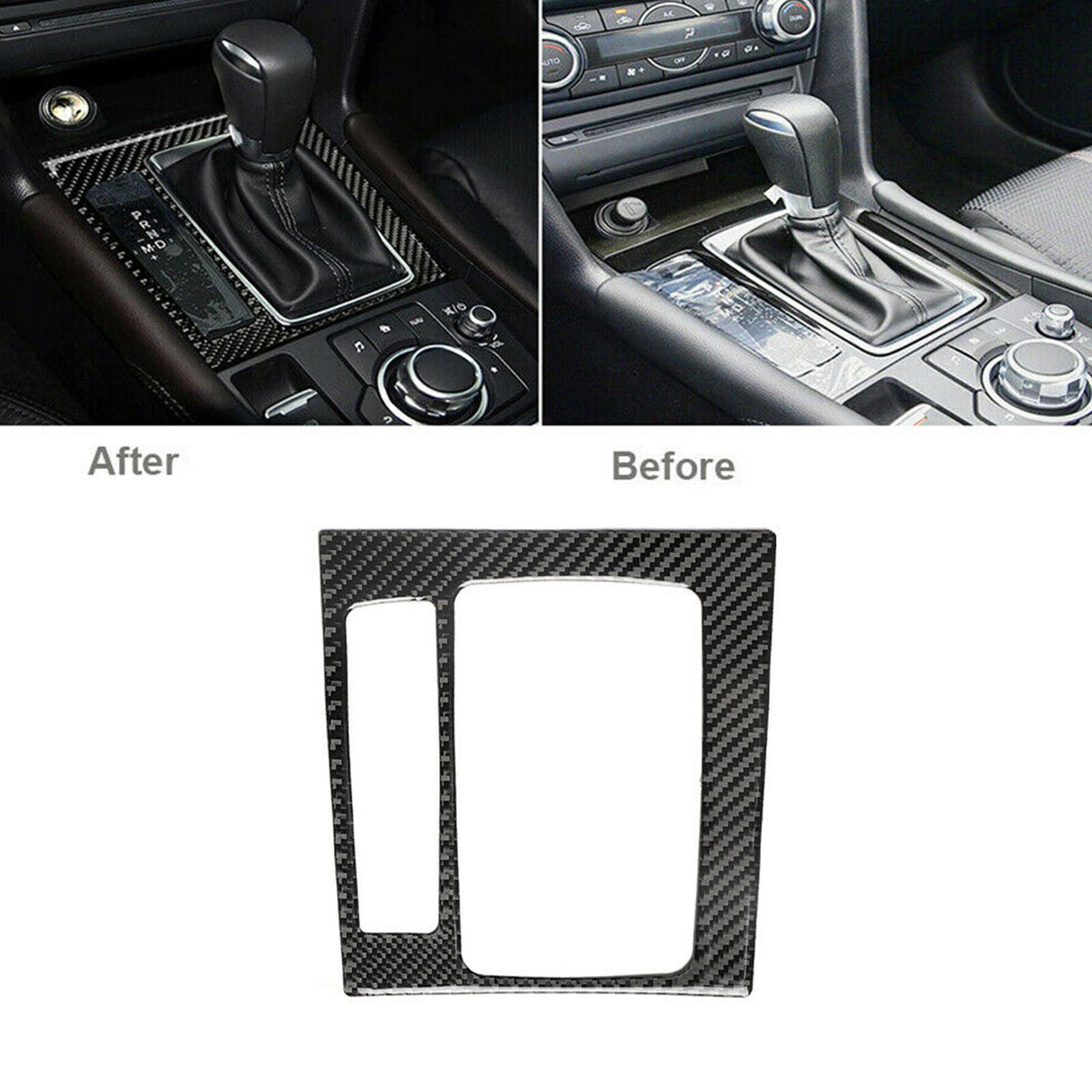 Carbon Fiber Shift Interior Gear Cover Panel Trim Fit For Mazda 3 Axela 2017-18