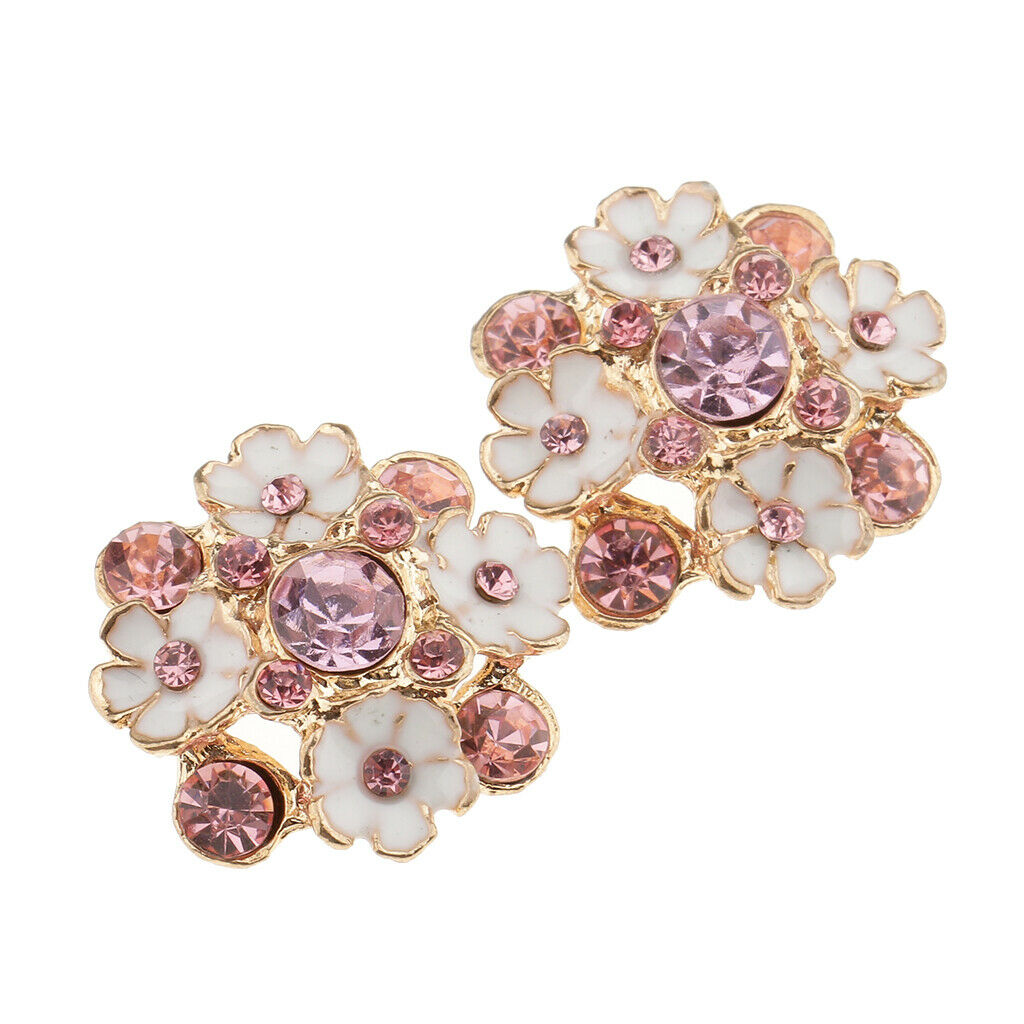 5Pcs Crystal Flower Buttons Flat Back Embellishments for Sewing Decorations