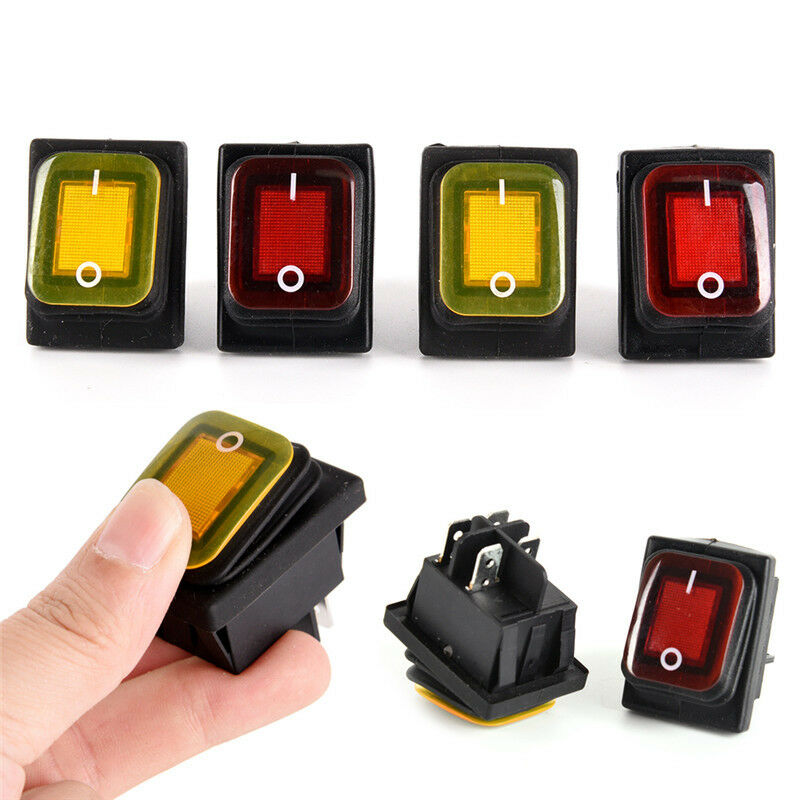 Waterproof 4 Pin 12V LED Rocker ToggleSwitch Momentary Car Boat Marine On-.l8