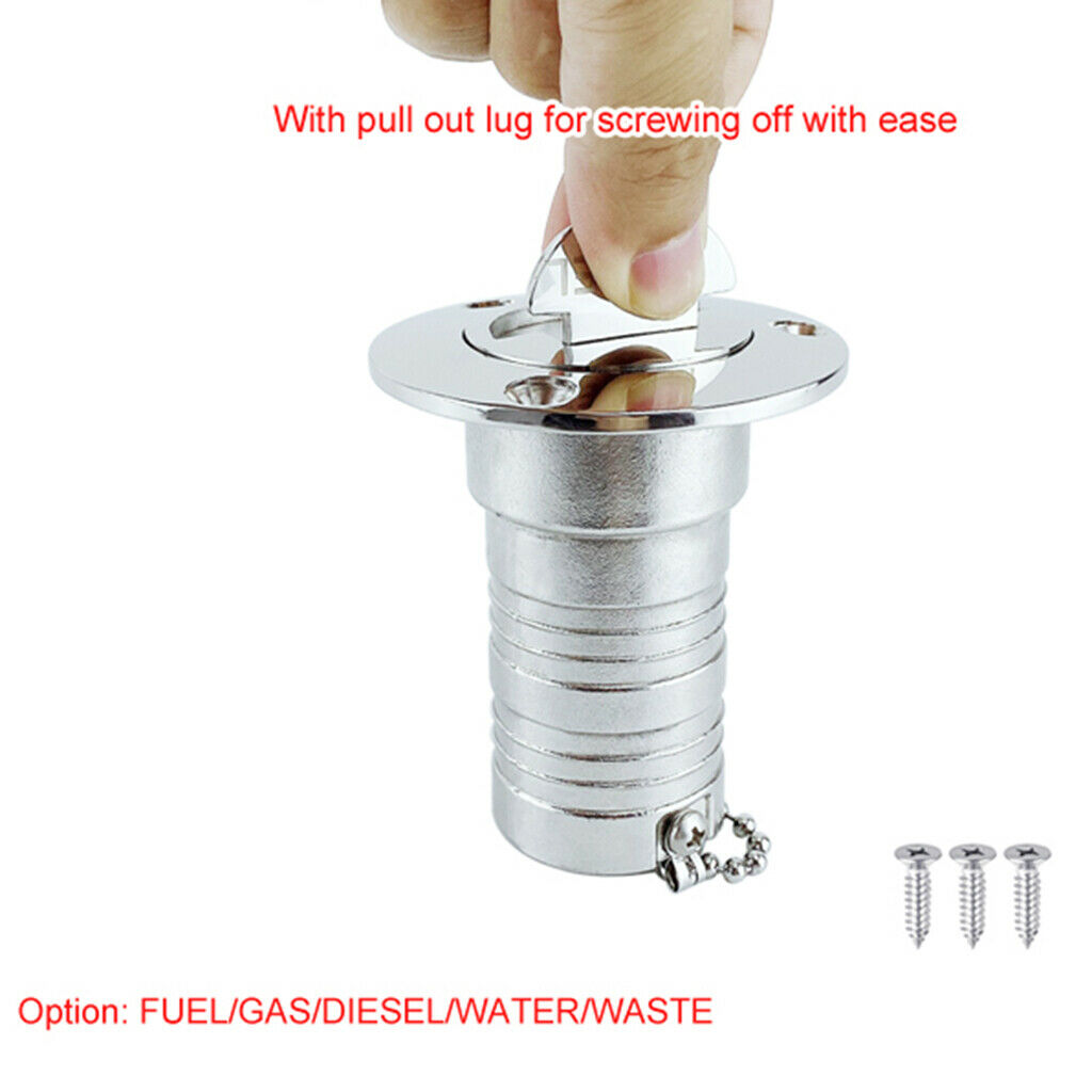 Boat Deck Gas Fill / Filler Keyless   1 1/2'' 316 Stainless Steel FUEL