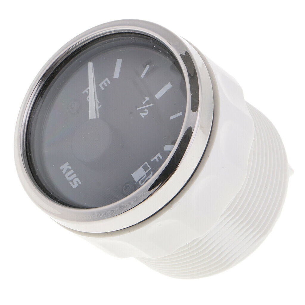 Round 2 "52mm Black Car Truck Fuel Level LED Gauge Meter E 1/2 F