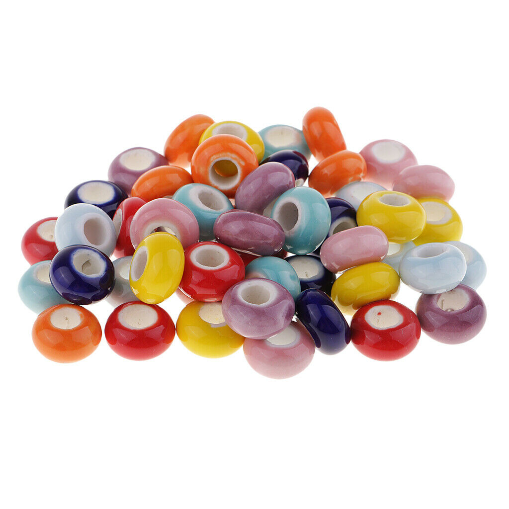 50 Pieces Mixed Colorful Ceramic Beads Loose Beads Jewelry Making
