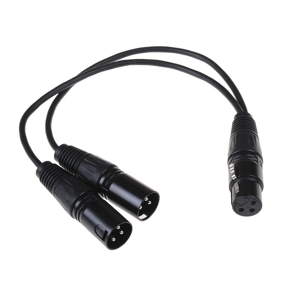 3pin xlr female jack to dual 2 male plug Y splitter cable adaptor 0. cord.l8