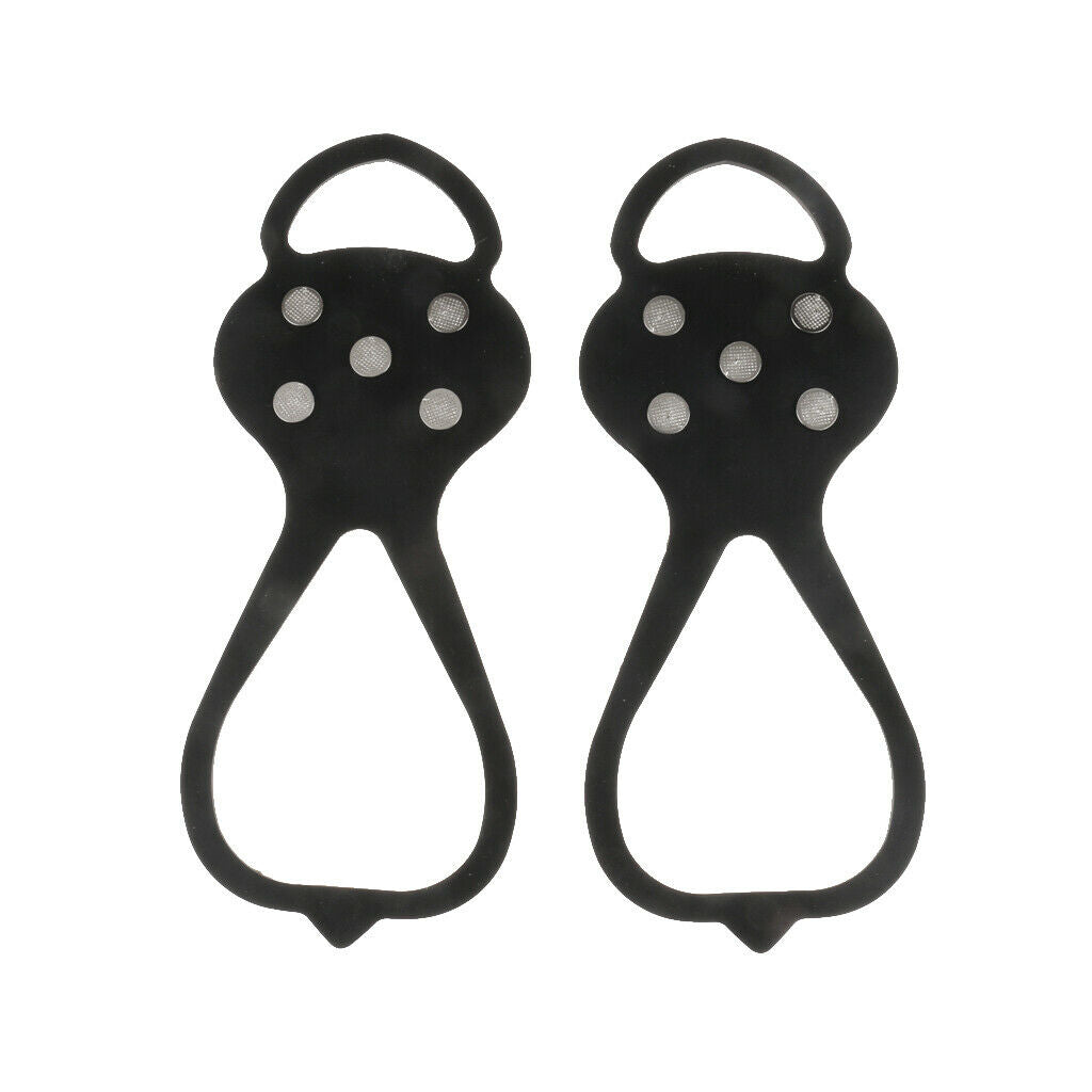 Non-slip 5 Studs Snow Ice Crampons Overshoes Black