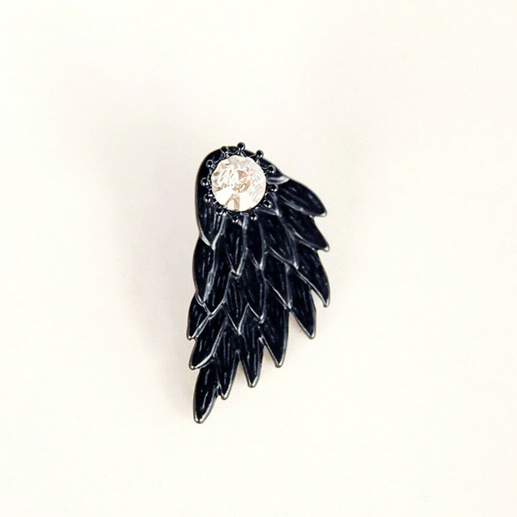 Punk Women's Cool Jewelry Angel Wings Rhinestone Drop Stud Earrings Black