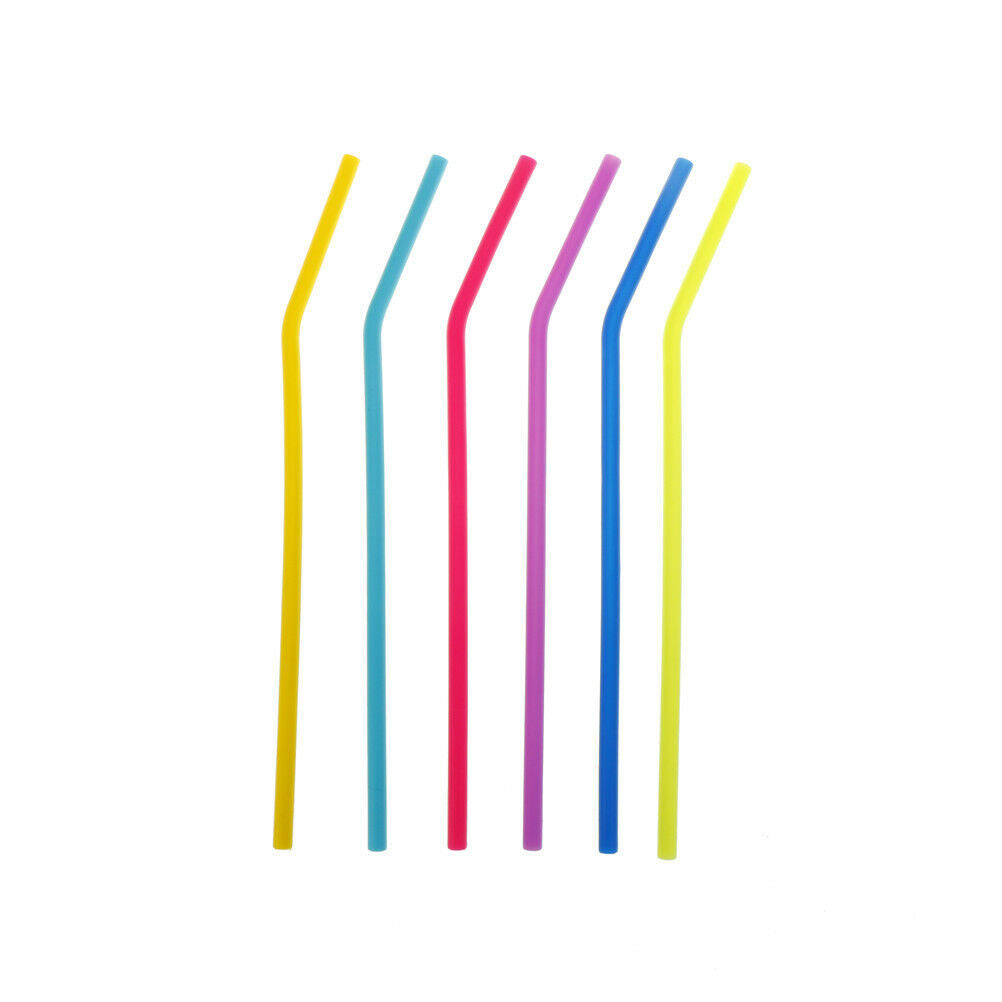 6pcs Reusable Drinking Straws Silicone Cocktail Straws with 1pc Cleaning Bru SJ