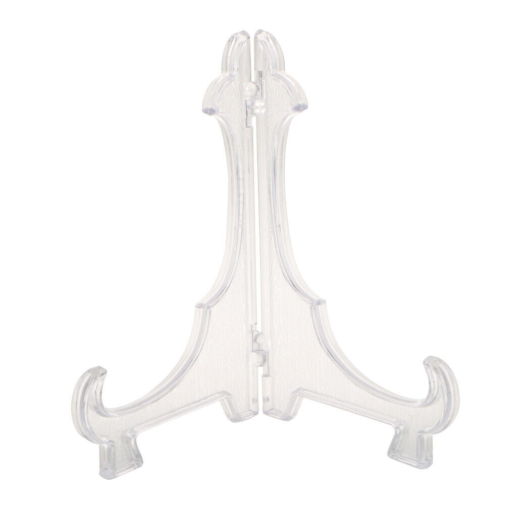 5pcs Plastic Easel Stands Dish Plate Picture Teacake Photo Rack 18cm Clear