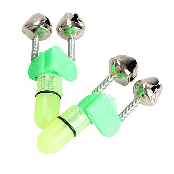 4PCS LED Fishing Rod Bite Alarm Red Light Twin Bells Clip Alerter  A#S