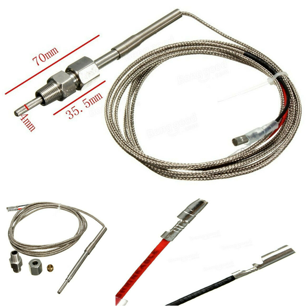 1x EGT Thermocouple Temperature Sensor For Exhaust Gas Probe Adjustable Pressure