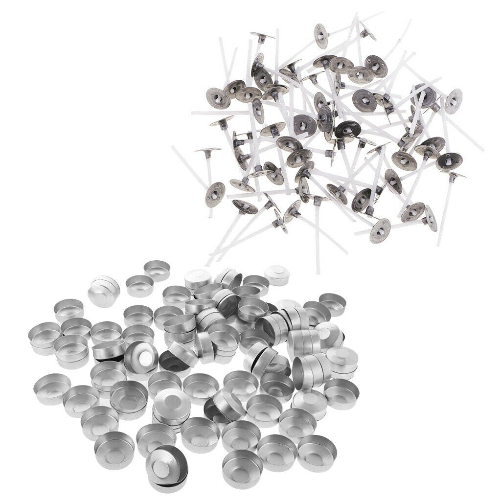 100 Pieces Turned Edge Empty Aluminum Case Tealight Cups Containers + 100PCS