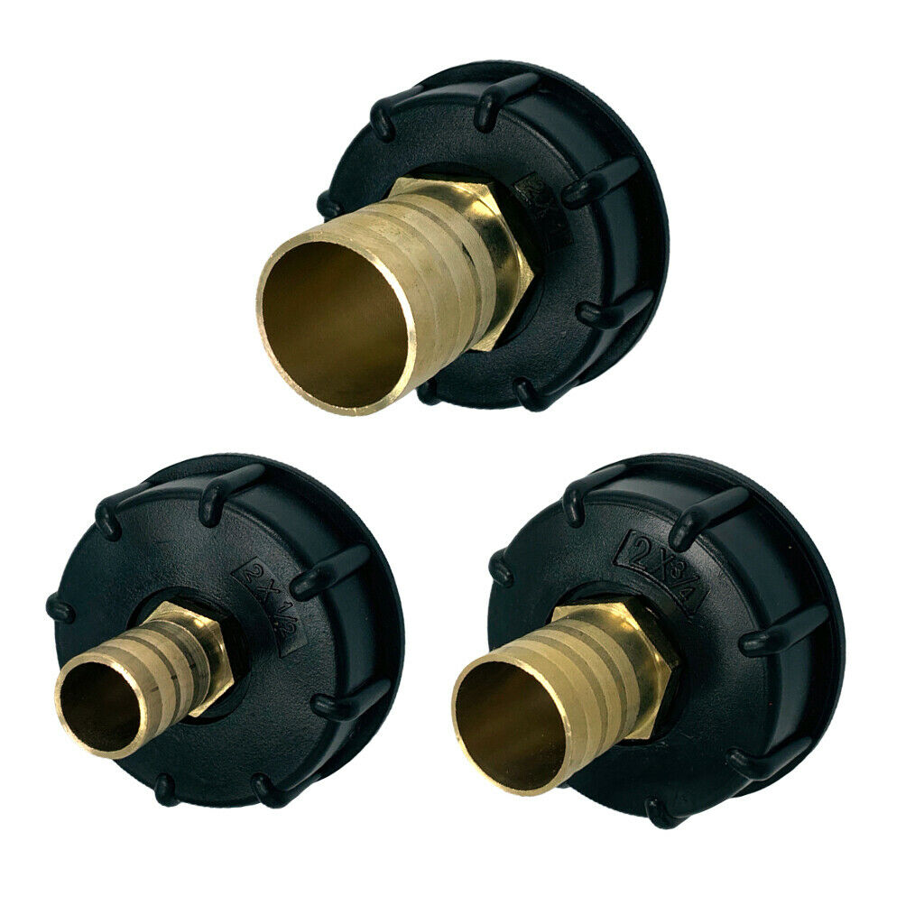 3x IBC 1000L Water Tank Connector 1/2" 1" 3/4" Brass Hose Adapter Parts