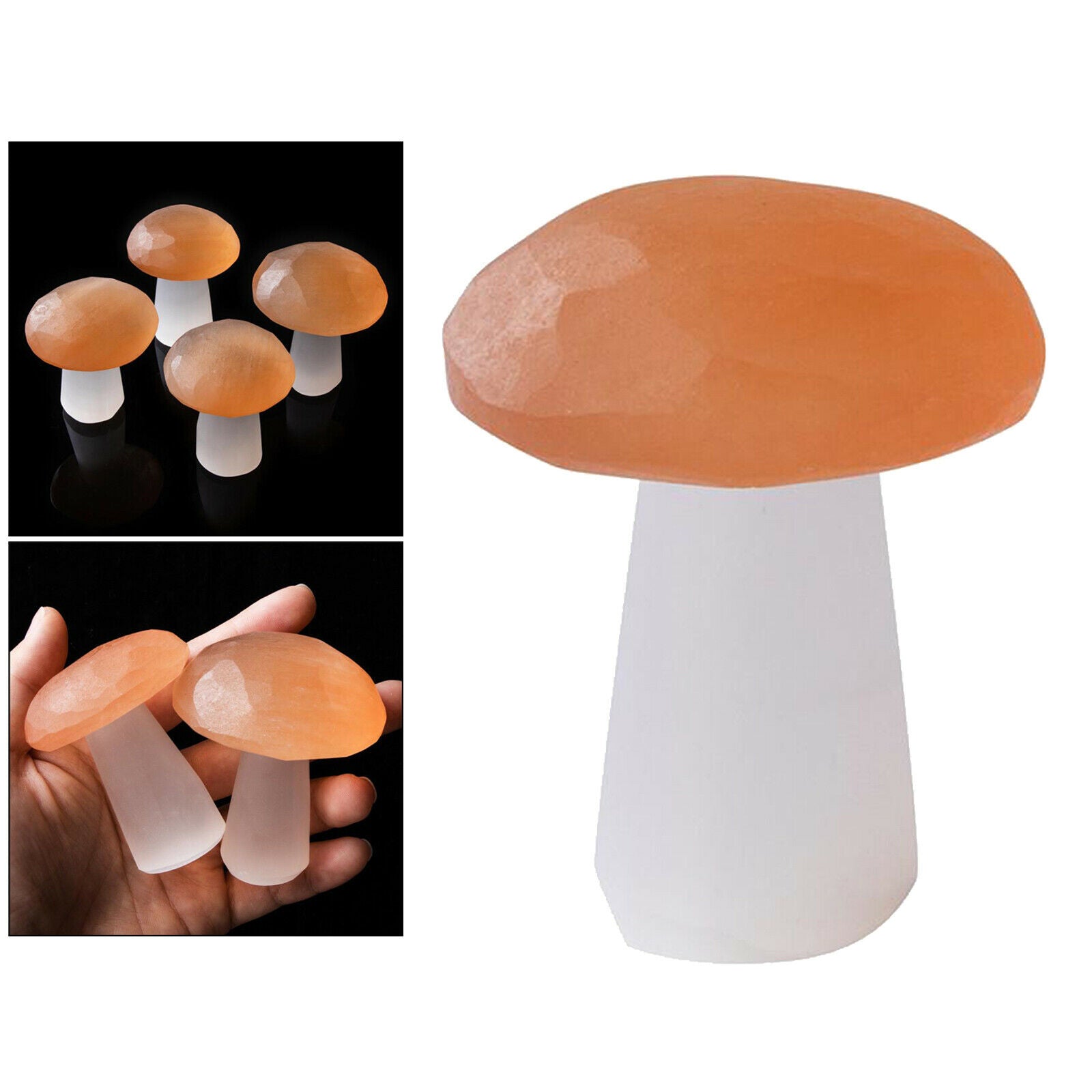 Pastoral Selenite Carved Mushroom Quartz Crystal Stone Mushroom Ornaments