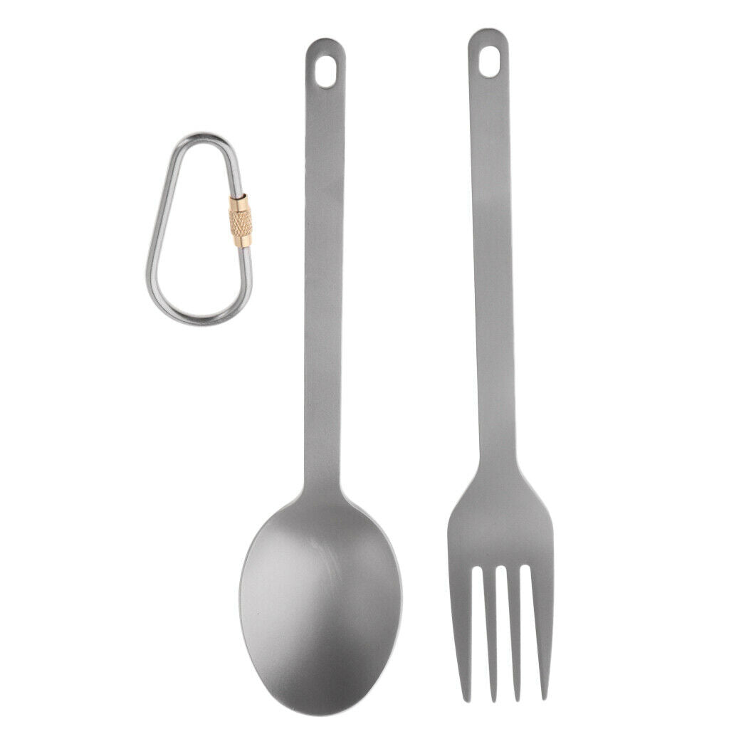 Outdoor Titanium Tableware Flatware Spoon Fork Spork Spoon Fork with Buckle