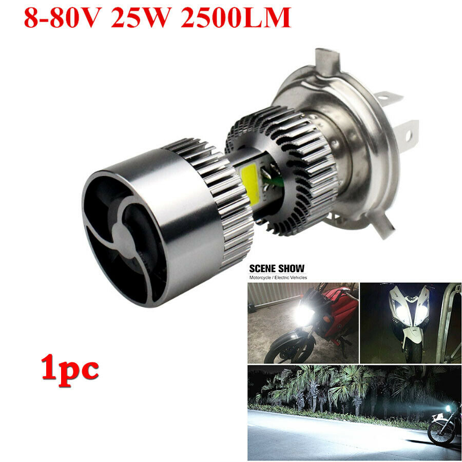 1x 25W LED Headlight Lamp Bulb H4 Hi-Lo Beam 2500LM For 8-80V Motorcycle Scooter