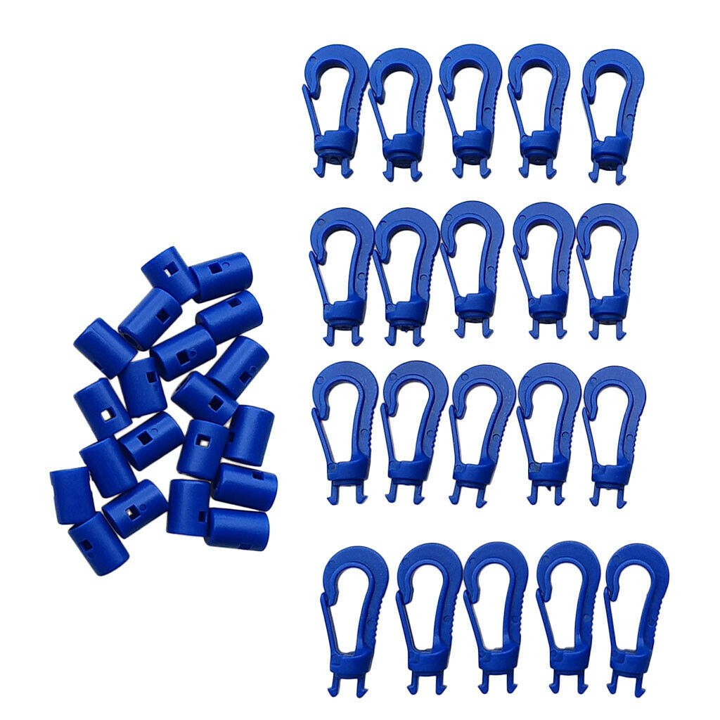 20pcs Plastic Snap Hook Bungee Cord Clip Shock Cord Hooks for Diving 5cm