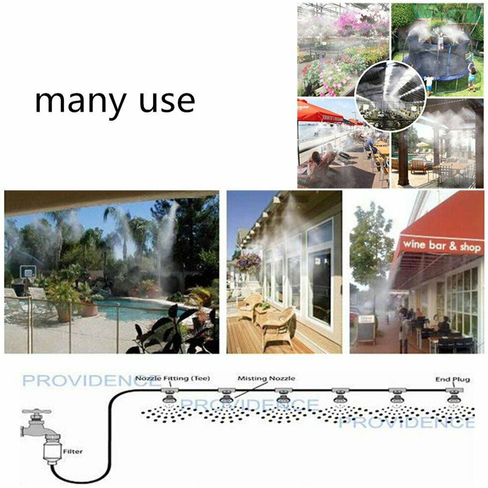 Outdoor Misting System Set Patio Cooling Mister Kits Pool Deck Air Cooler New