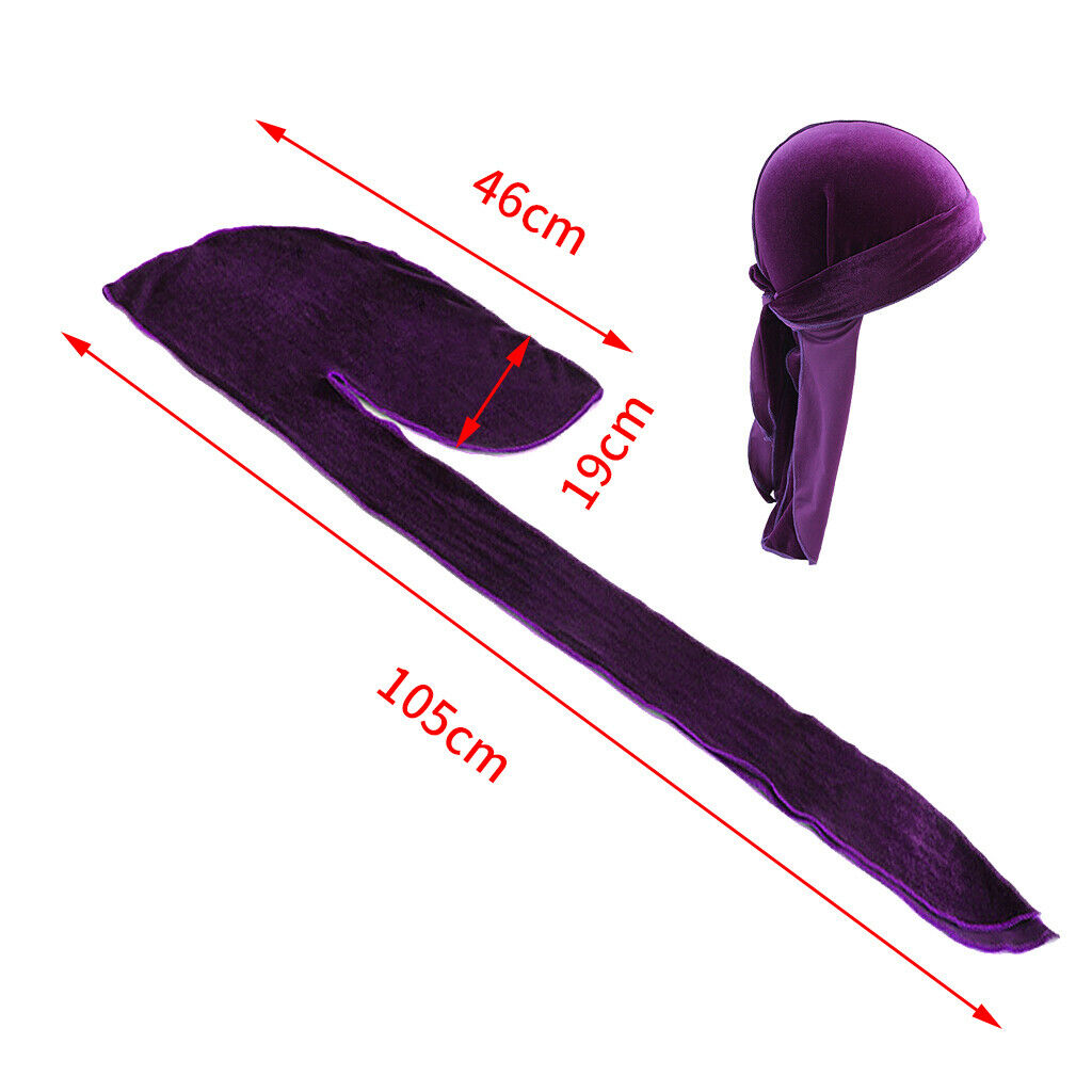 2Pack Unisex Fashion Velvet Bandana Hat Long-Tail Muslim Headwrap Chemo Hat