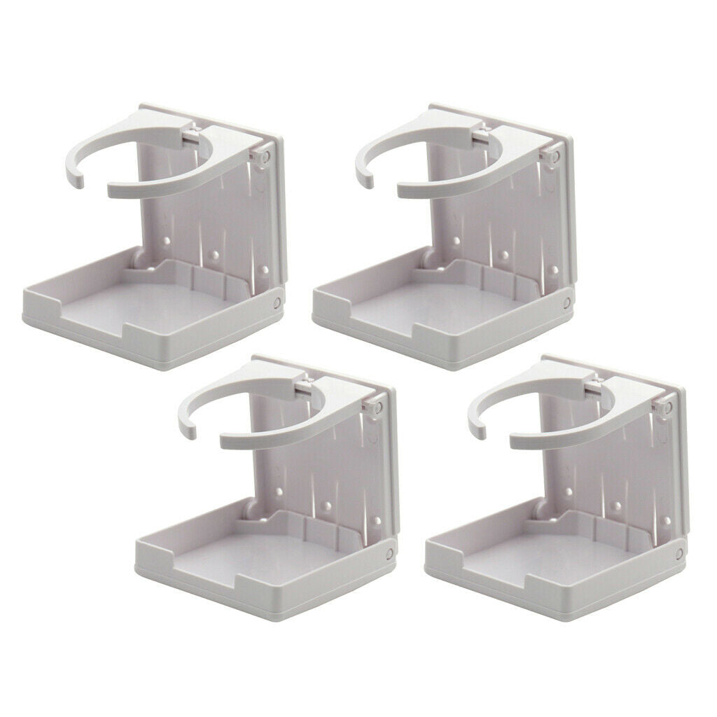 Set of 4 - Drink Holder Folding Adjustable for Boats Yacht Van Accs (White)