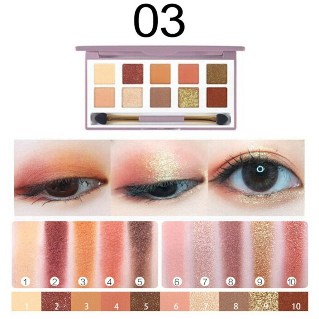 10 Colors Eyeshadow Palette Long Wearing Eye Shadow Pressed Powder 03