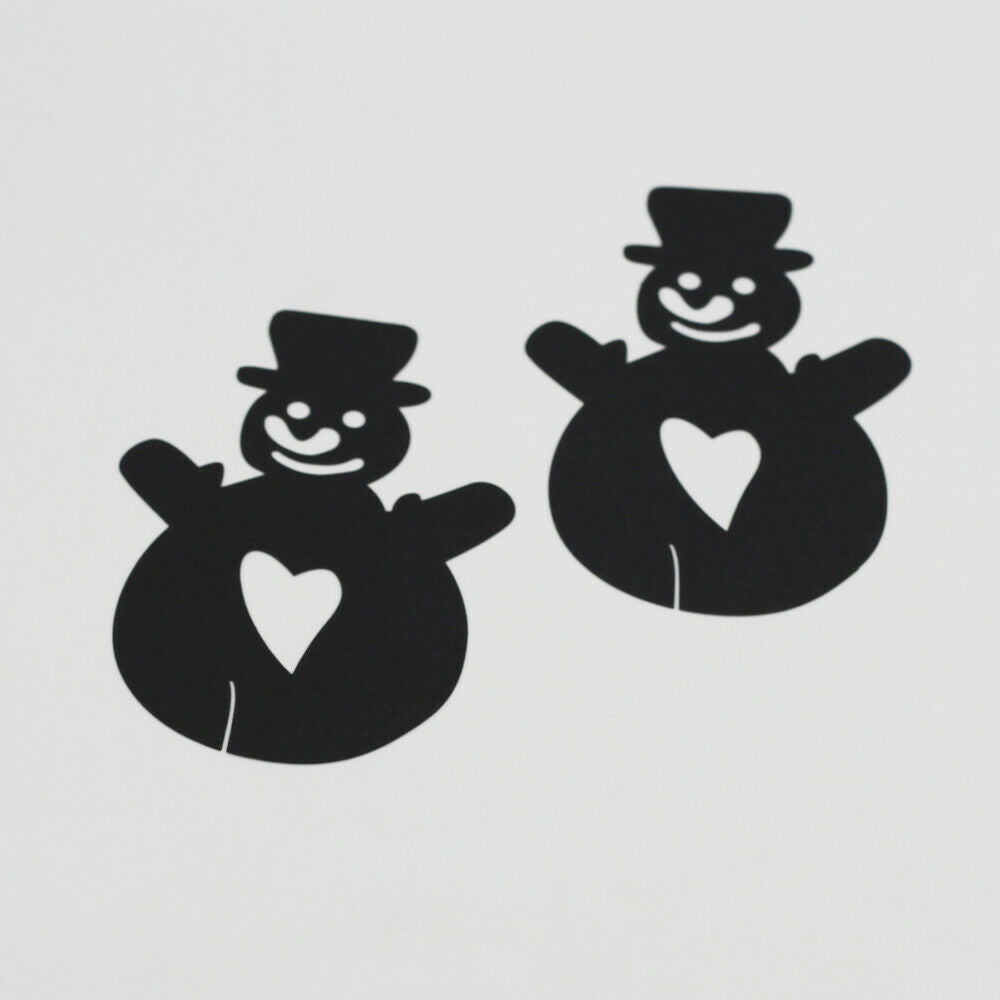 50pcs Christmas Snowman Glass Place Cards Table Mark Wine Cup Decor Black
