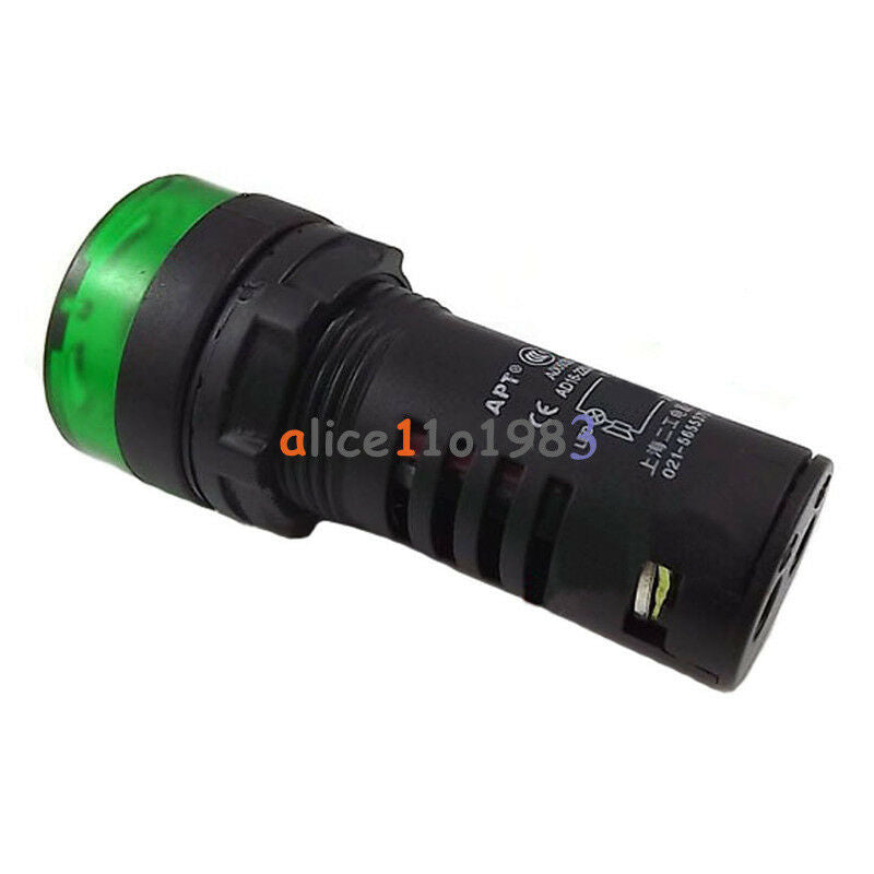 AC/DC 12V Green LED Active Buzzer Accident Signal Indicator Lamp AD16-22SM