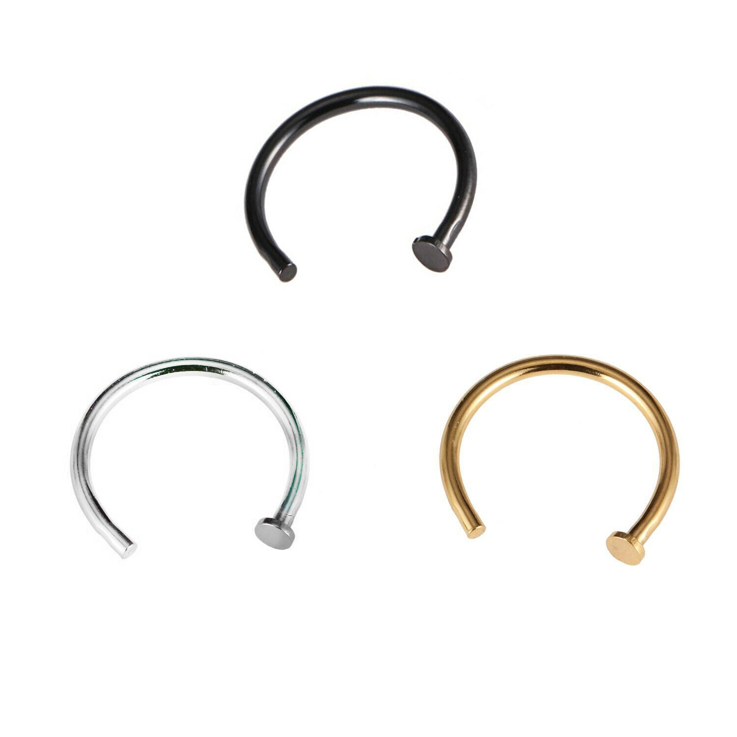 3pcs Stainless Steel Eyebrow Tongue Lip Nose Ring Stud Hoop Body Piercing
