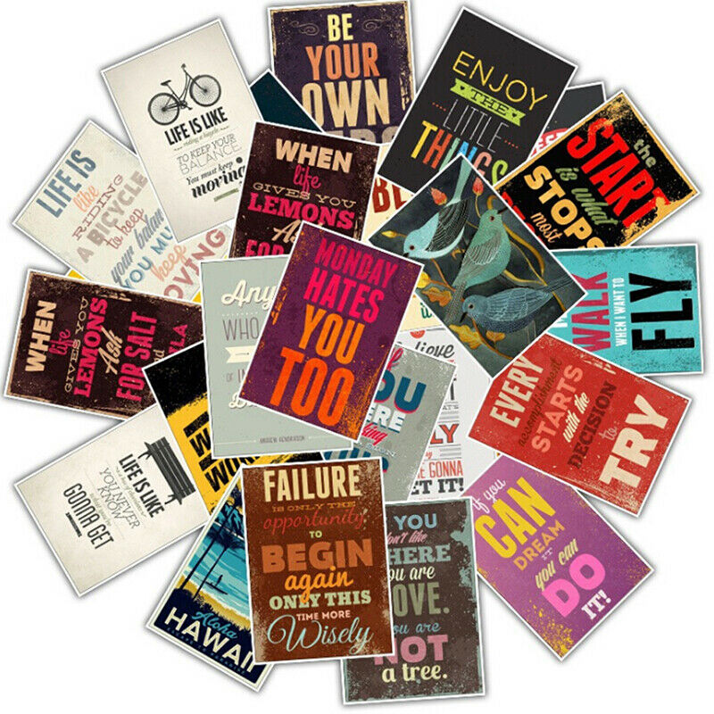 25Pcs Motivational Life Quotes Diary Stickers Skateboard Laptop Luggage Decals