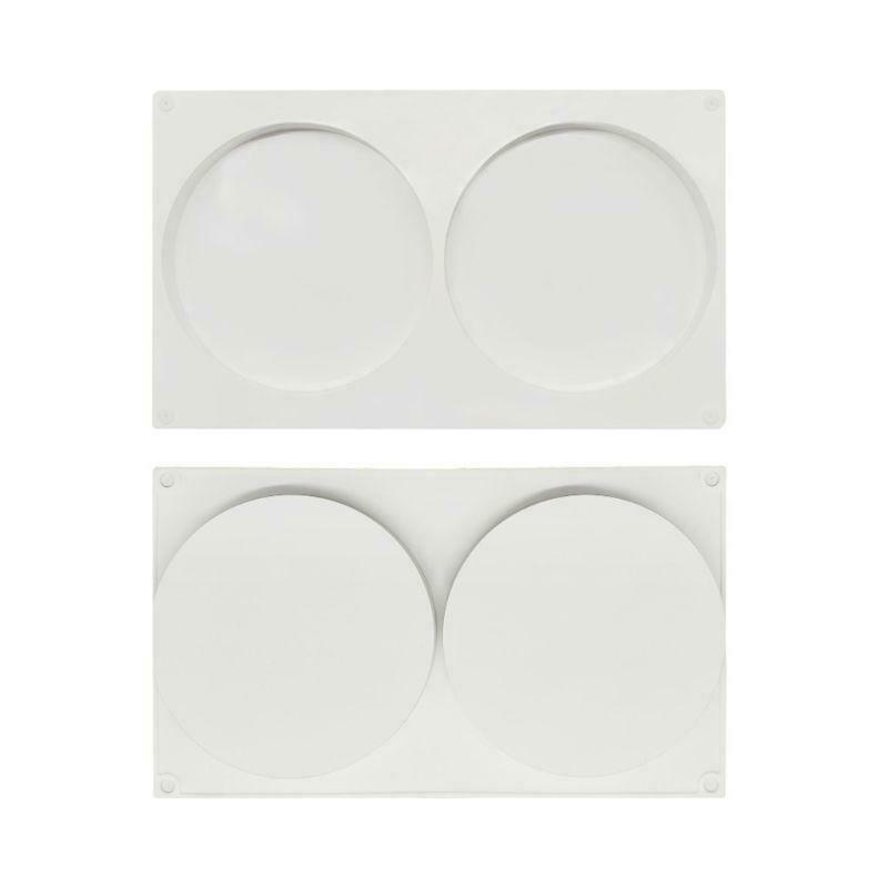 2Cavity Large Round Disc Candy Silicone Mold Shallow Cylinder Cake Fondant Mould