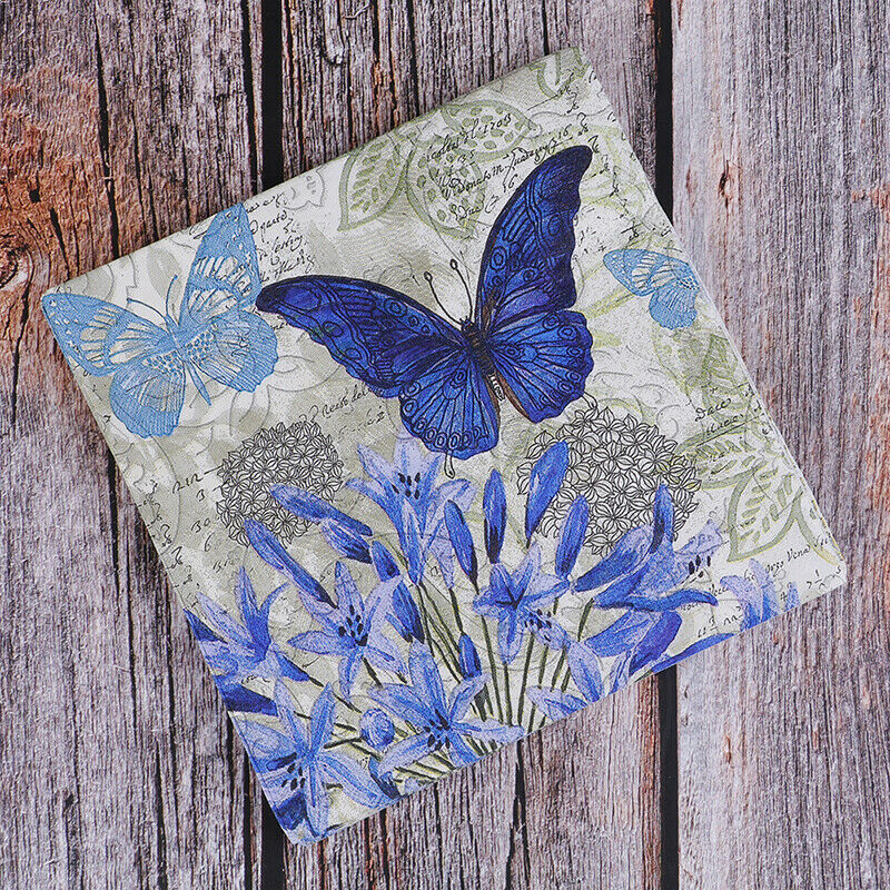 20X Napkins paper Decoupage Tissue Purple Flowers Butterfly wedding birth giS RM