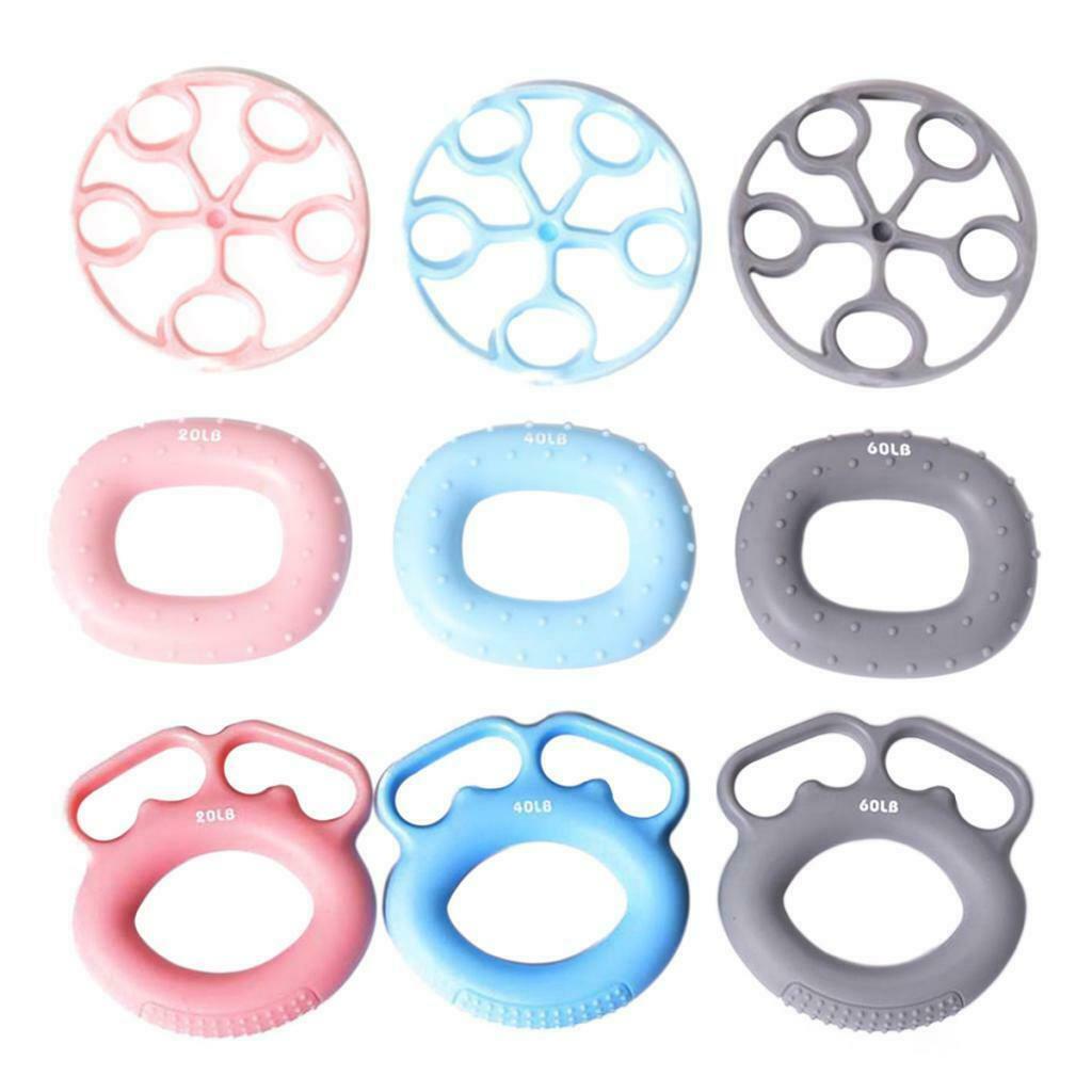 3Pcs Silicone Hand Finger Grip Rings Muscle Power Training Round
