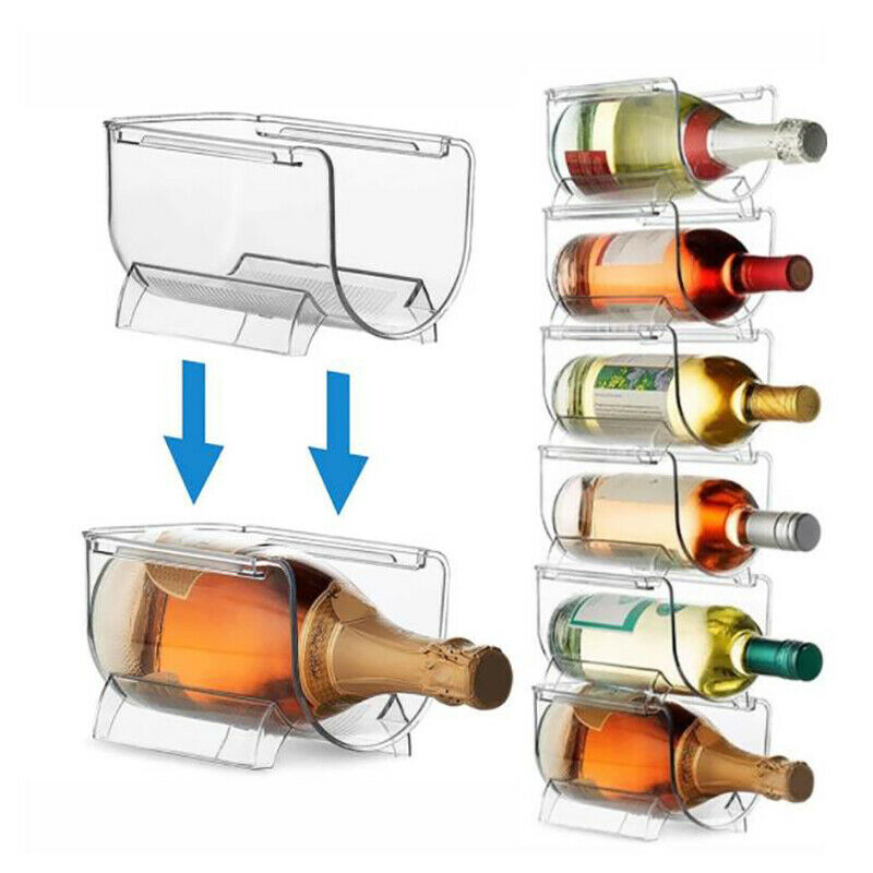 1Pack Refrigerator Organizer Kitchen Bottle Storage Rack Stackable Wine HoldBDA
