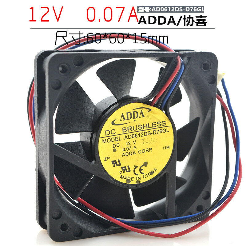 For ADDA AD0612DS-D76GL 12V 0.07A 6015 3pin
