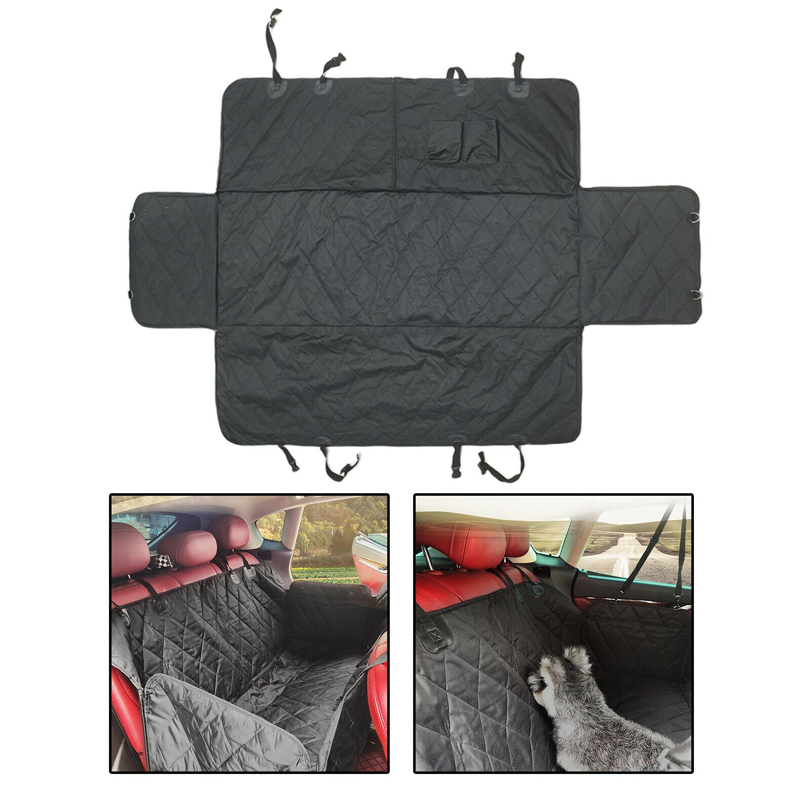 Dog Car Back Seat Cover with Side Flaps Hammock Travel Truck Mat Nonslip