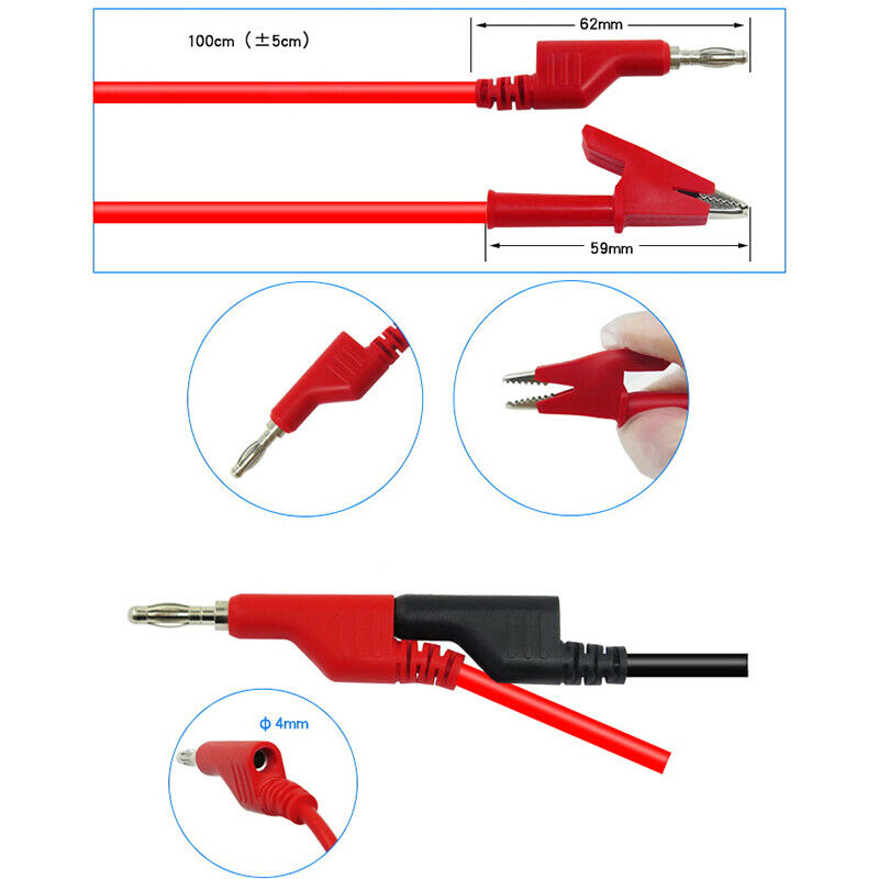 Stackable Banana Plug to Copper Alligator Clip Multimeter Test Leads Probe W.DD