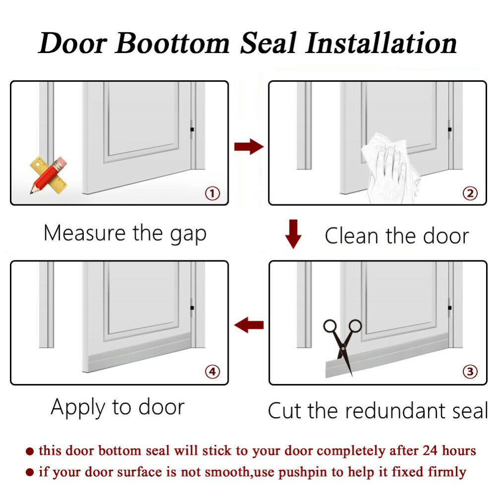 Door Bottom Seal Weather Stripping Draft Stopper Rainproof Sound Noise Reducing