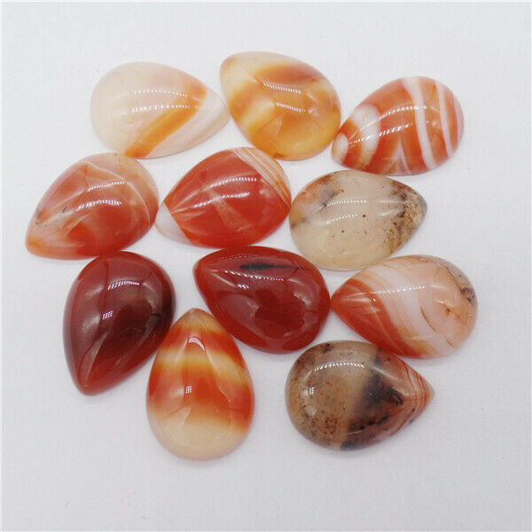15Pcs 25x18x6mm Wholesale Red Agate Teardrop Cab Cabochon Jewelry Making HH9661