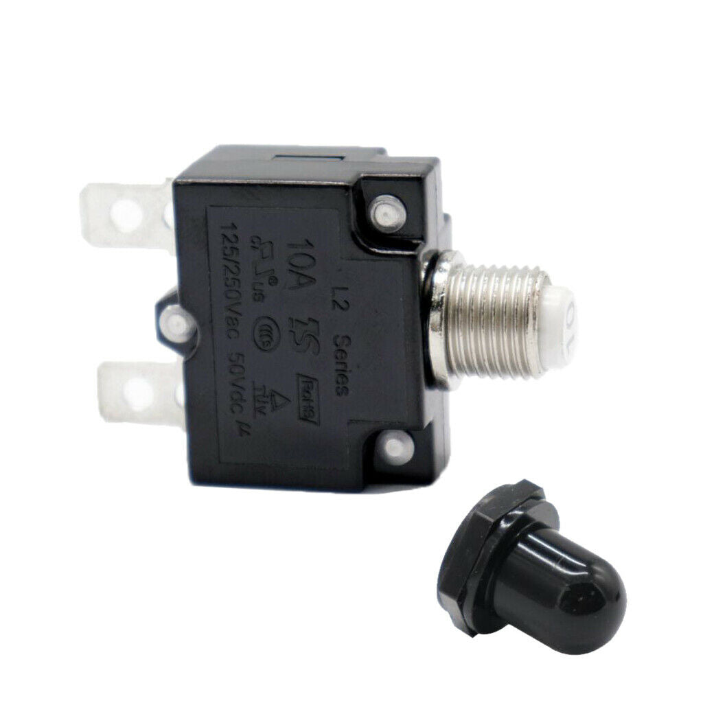 10A Circuit Breaker Overload Switch Fuse Reset with Black   AC 125/250V