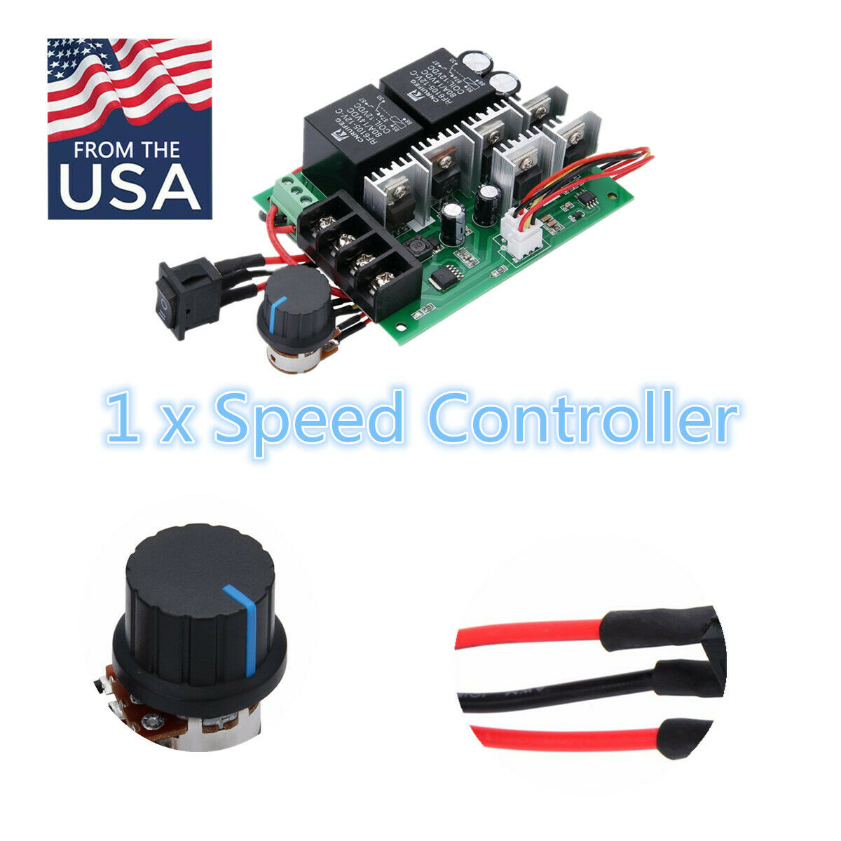 DC 12/24/36/48V 60A PWM Motor Speed Controller CW CCW Reversible Switch