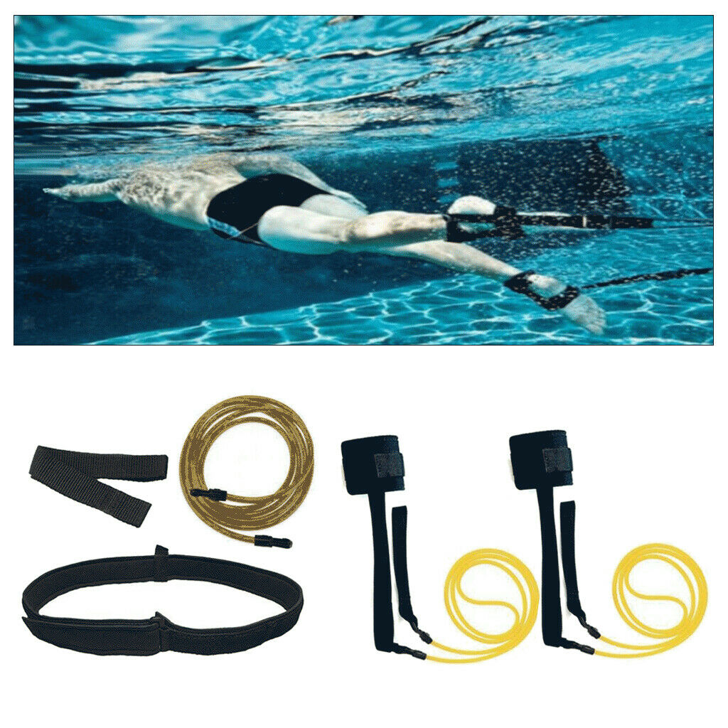 Bungee Swim Trainer Belt Set Ankle Strap Bands Swim Lap Harness for Kids