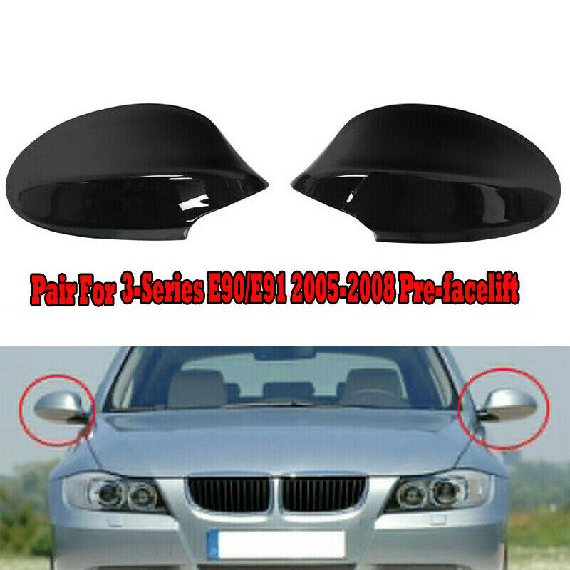 1 Pair Rear View Mirror Cover Caps for  E90 E91 325I 328I 330I Sedan 2005-2008V2