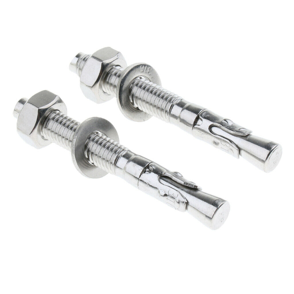 4pcs Stainless Steel Climbing 25KN Anchor Plates Hanger Bolts Set M10x80