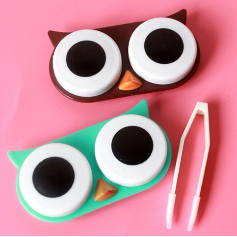 1 Pcs Owl Contact Lens Case Multi-color Fun Eyewear Accessory Travel Gif.l8