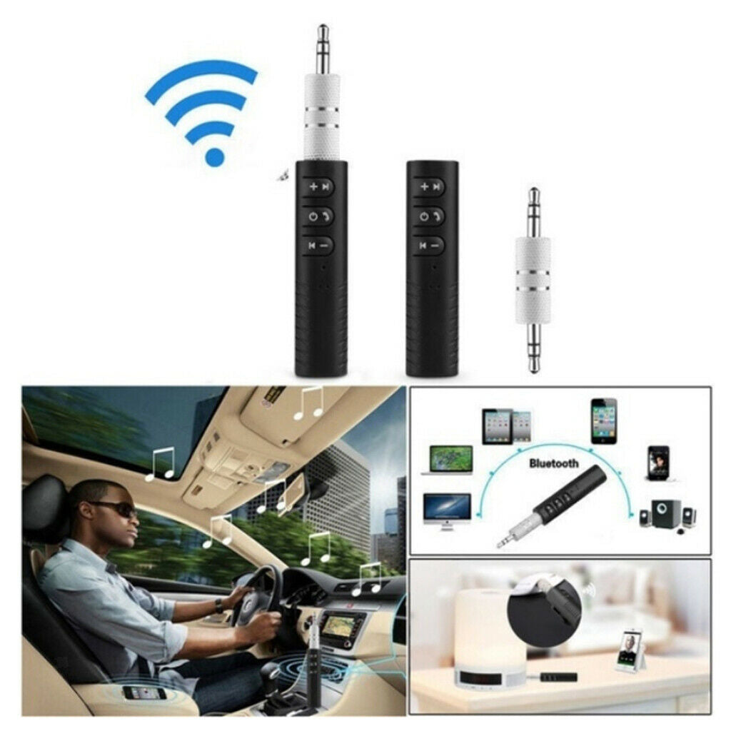 2 Pack Mini Wireless Bluetooth Receiver Car Kit 3.5mm Jack Auxiliary Adapter