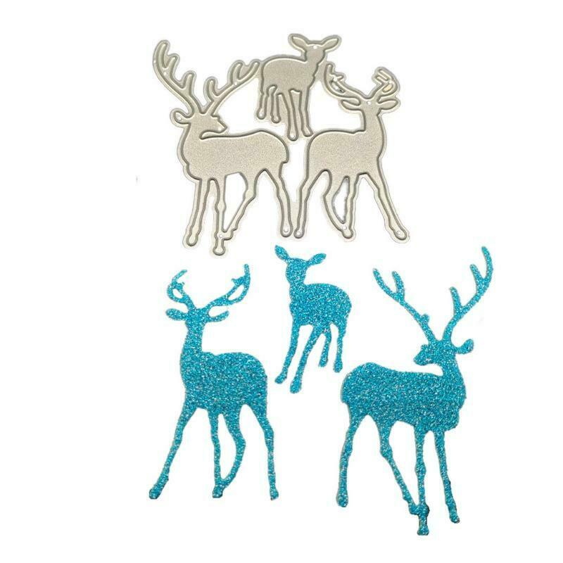 Three Christmas Deer Cutting Dies Stencil Scrapbook Album Paper Card Template