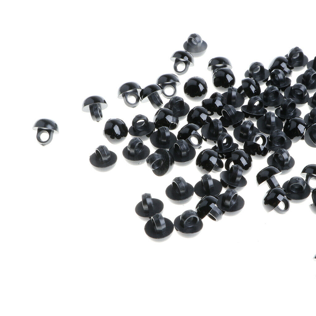 100pcs 9mm Solid Black Mushroom Domed Sewing Button Animal Eyes Nose