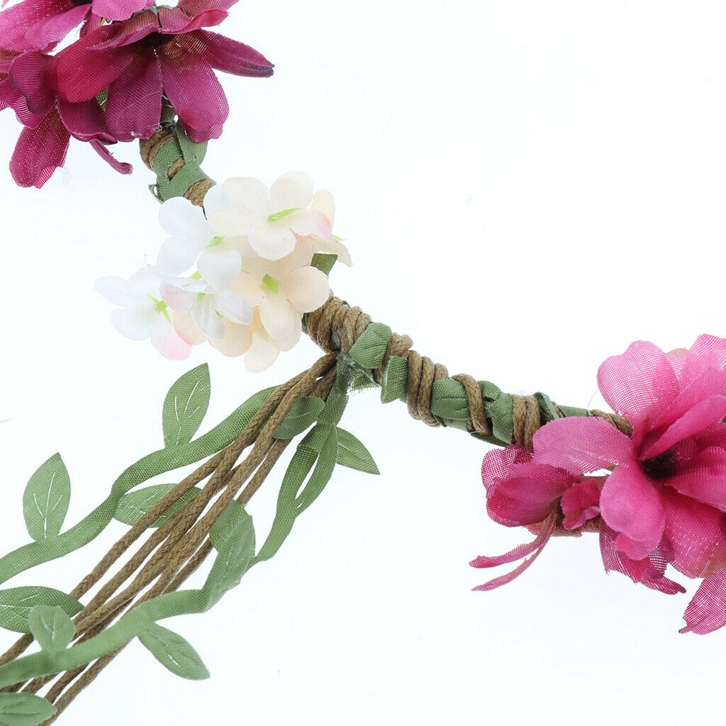 Women Flower Headband Floral Style Cross Head Wrap Hair Band Rose Red
