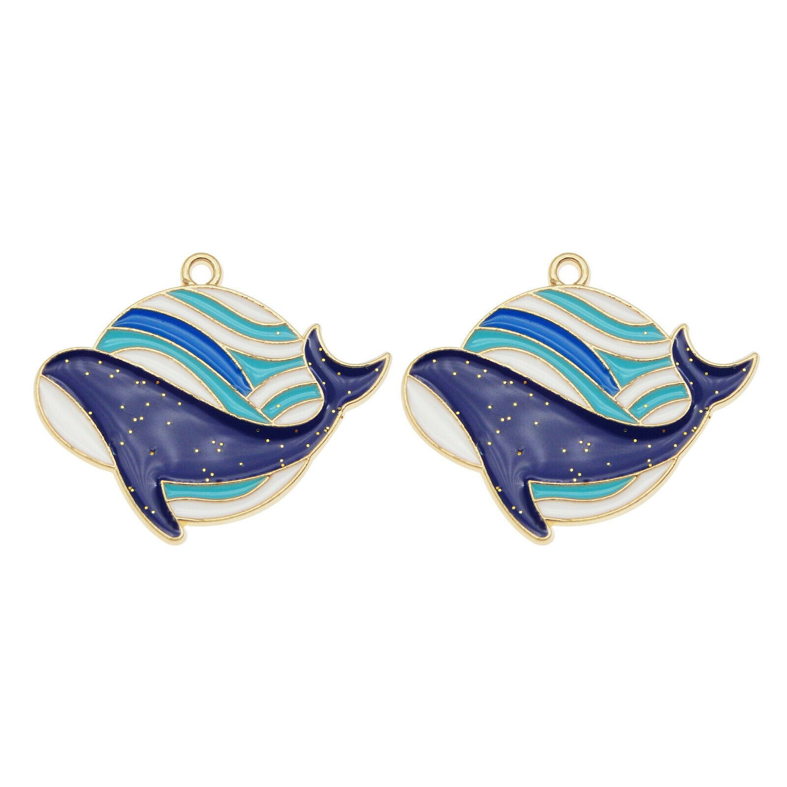 12pcs Blue Whale Charm Enamel Marine Animal Alloy Pendant Jewelry Dangle 30*25mm